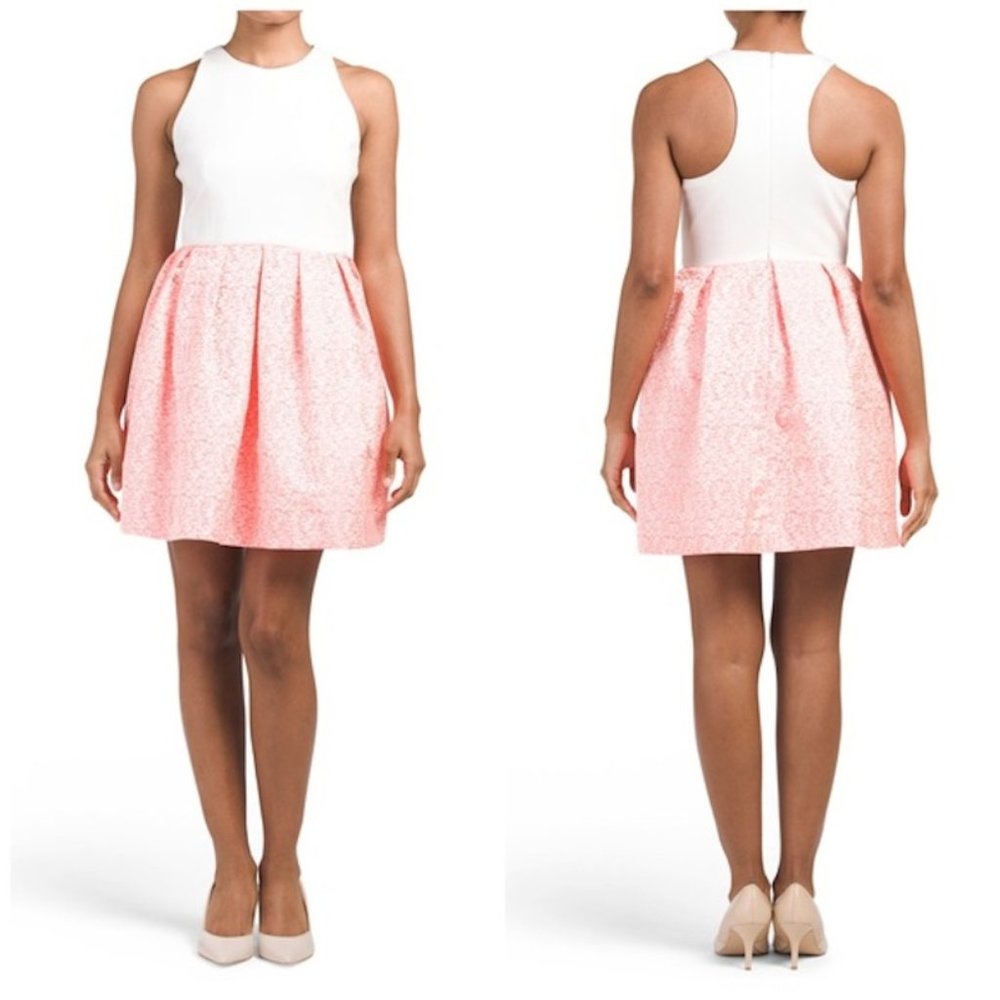 Hutch Jacquard Bright Pink Mini Dress